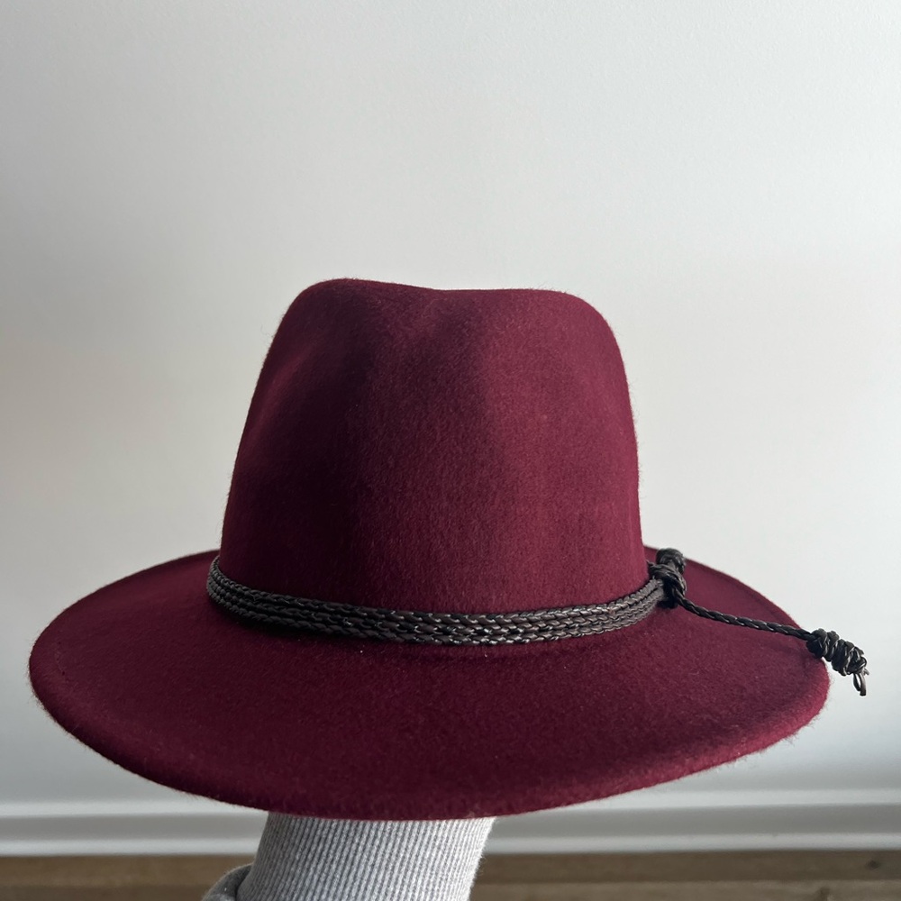 Rich Wine Felt Fedora Hat - Picture 2 of 6